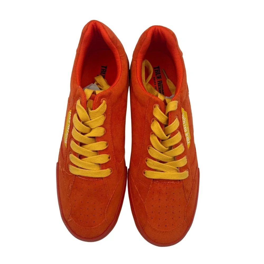 True Religion Sneakers Mens 10.5 Orange Excellent Low Top Textile Skate Shoes